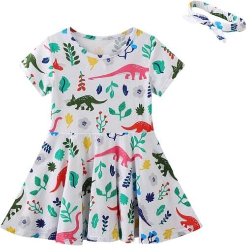 Jumping Meters New Party Girls Dresses With Dinosaurs Print Fashion Princess Party Tutu Birthday Gift Kids Costume Baby Clothes