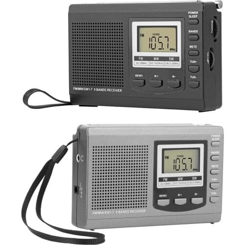 HRD-310 FM Radio MW SW Digital Alarm Clock LCD Screen Portable FM Radio Receiver with Earphone