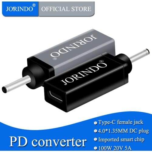 JORINDO Type-C jack to DC4.0*1.35MM Fast charging converter for notebook power supply,PD100w power converter,5A
