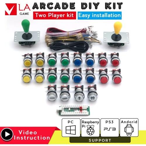 Diy kit 2 player zero delay usb encoder to PC Rasberry PI sanwa joystick led arcade button arcade console for mame jamma project