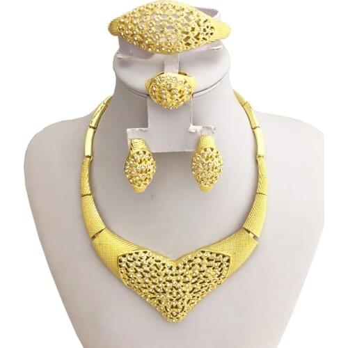 African wedding jewelry suite Algerian bridal jewelry necklace bracelet earring ring caftan golden accessories set