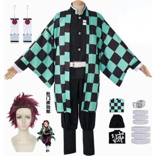 Adult Demon Slayer Tanjirou Kamado Cosplay Costume Kimetsu no Yaiba Kimono Halloween Costume Anime
