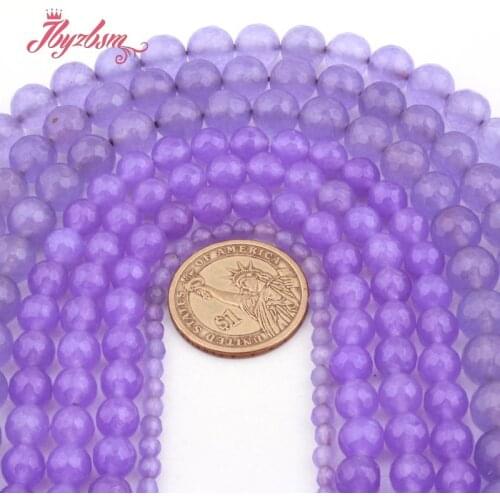 Round Faceted Light Purple Jades Beads Stone Loose Beads for Women Men DIY Necklace Bracelet Earrings Rings Jewelry Making 15"