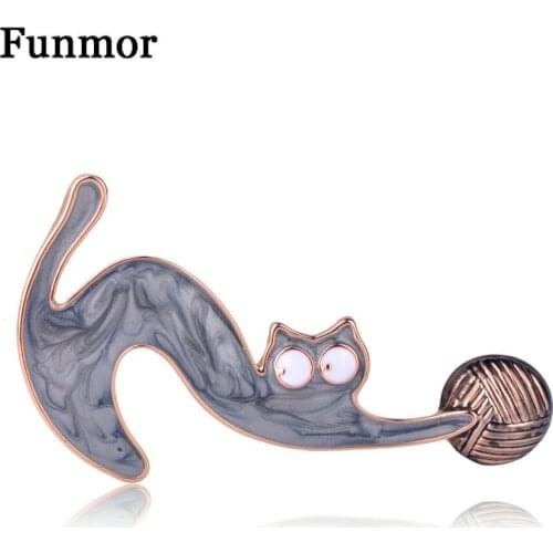 FUNMOR Cute Enamel Cat Style Brooches For Women Kids Gift Backpack Hat Adornment Collar Clips Abalone Shell Animal Badge Brooch