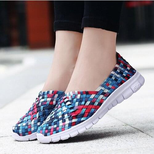 2020 New Women Sneakers Summer Woven Shoes Womens Flats Casual Breath Loafers Femael Tenis Lightweight Sneakers hot sell