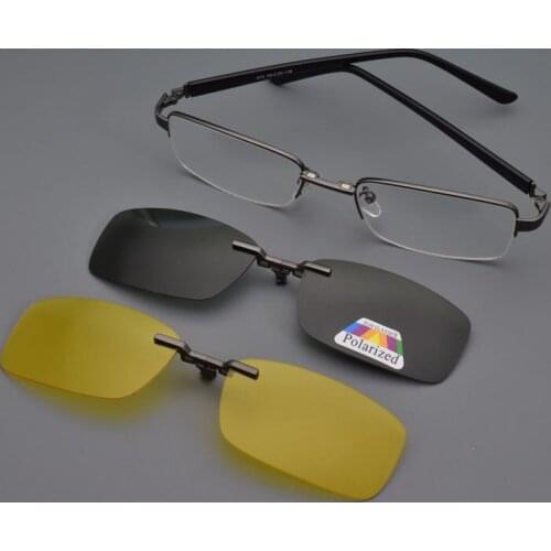 Half-rimmed Spectacle Frame Mens Folding Sunglasses Myopic Strong Temple Polarized Sunglasses Magnetic Lenses Night Vision Gogg