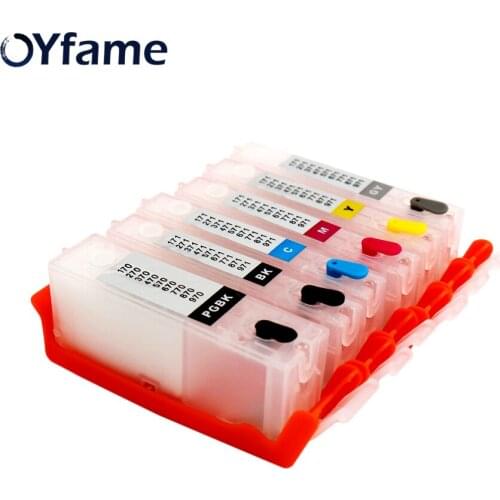 OYfame 6pcs For Canon 370 371 Refillable Ink Cartridge With ARC Chips For Canon PIXMA MG7730 MG6930 MG5730 Printer