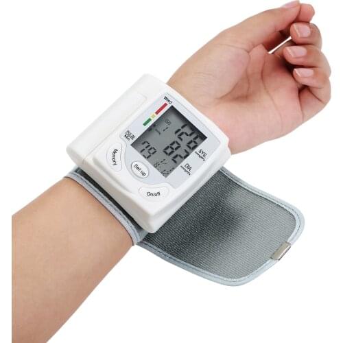 Portable Automatic Digital LCD Display Wrist Blood Pressure Monitor Device Heart Beat Rate Pulse Meter Measure Tonometer White