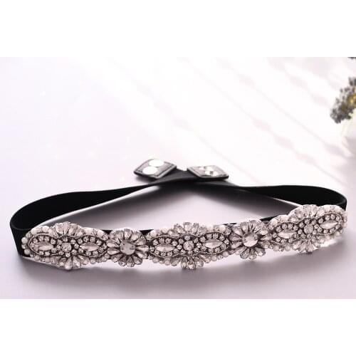 Handmade Wedding Rhinestone Belt Gold Buckle Stylish Waistbands for Women Elastic Cummerbunds Wedding Designer Elastic Belts