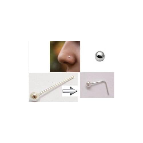 Nose Stud Piercing Ring Ear Sterling Silver 925 Earring Pin Brand New 1.5mm 2mm 3mm Round Ball 20pcs/box wholesale free shipping