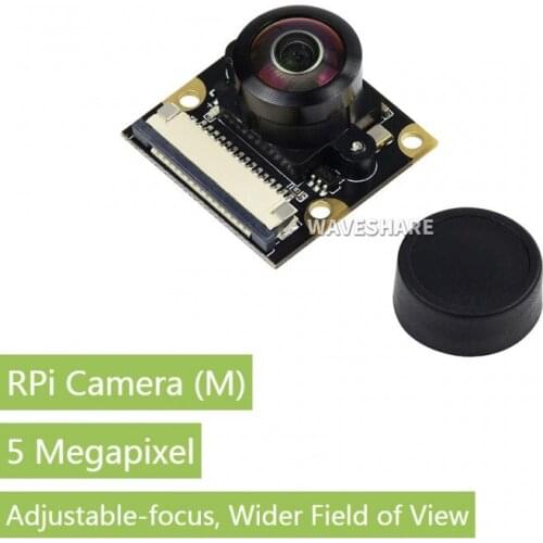 200 Degree Wide Angle 5 Megapixel Camera Module for Rasberry Pi, 1080P Resolution Fisheye Lens Adjustable Focus