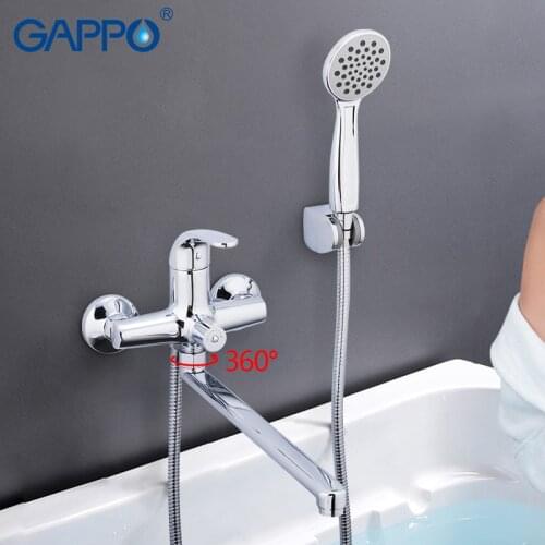 GAPPO bathtub Faucets bathroom bathtub mixer bath mixer water taps brass chrome bath faucets wall mounted bathtub spout
