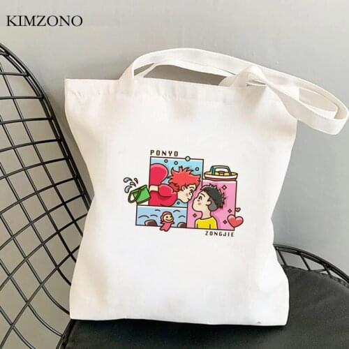 Ponyo on the Cliff Studio Ghibli shopping bag jute bag recycle bag bolsas de tela bag bolsas ecologicas tote woven ecobag