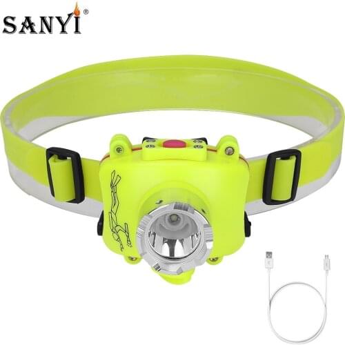 LED Diving Headlamp USB Rechargeable Dive Headlight USB Rechargeable Head Light Waterproof Head Lamp Night Fishing Lighting