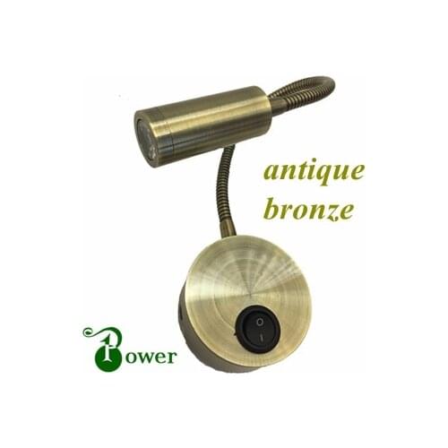 BRONZE 2W LED 24V 12V READING LIGHT WITH FLEXIBLE ARM