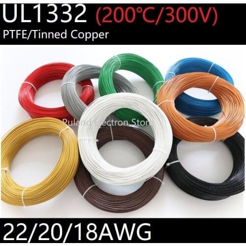 UL1332 PTFE Wire 22AWG 20AWG 18AWG FEP Plastic Insulated High Temperature Electron Cable Lamp DIY Tinned Copper Line Colorful