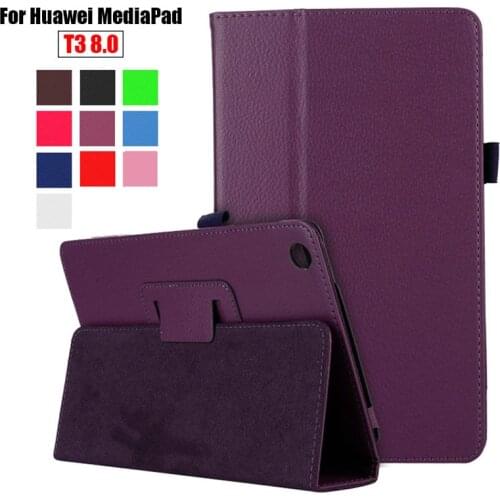 Ultra Thin Litchi Stand PU Leather Protector Sleeve Case Skin Cover For Huawei MediaPad T3 8.0 KOB-L09 KOB-W09 8.0 inch Tablet