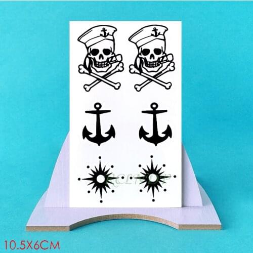 Waterproof Temporary Tattoo Sticker Pirate Skull Tatto Flash Tatoo Stickers Fake Arm Hand Leg Tattoos for Men Women Child