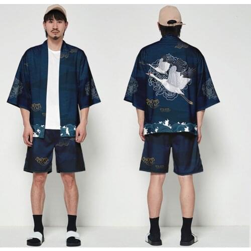 Japanese Summer Tops Streetwear Fashion Yukata Female Haori Traditional Clothes 2021 New Kimono Women 3D T Shirt Samurai Crane