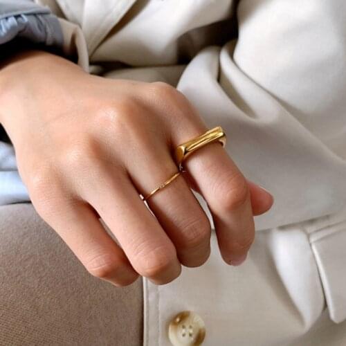 AENSOA New Fashion Punk Matte Gold Color Metal Adjustable Rings For Women Girl Students Mid Finger Knuckle Rings Party Jewelry