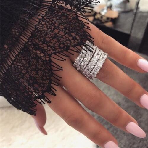 2019 Princess cut Promise ring 925 Sterling silver 4mm AAAAA cz Engagement Wedding Rings for women Statement Party Jewelry Gift