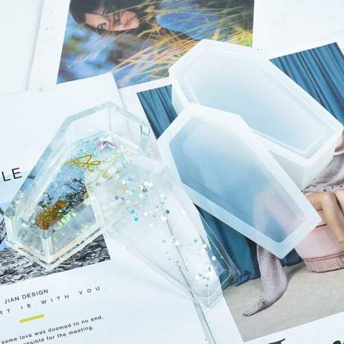 1PCS Coffin Box Silicone Mold Halloween Gothic Container Mold Kawaii Art Supplies Resin Mold For Jewelry Making