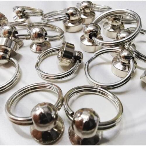 10pcs Lot 8mm 9mm Brass Round Head Stud with ring Screwback Screw Back Leather Bag Belt shoes Screw Nail Rivet Buckle DIY