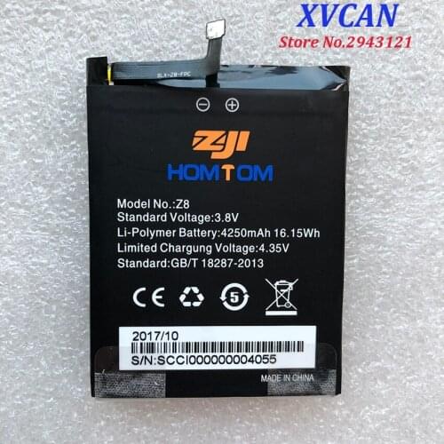 100% Original ZOJI Z8 Battery Replacement 4250mAh Parts battery for HOMTOM ZOJI Z8 5.0inch MTK6750 Smart Phone