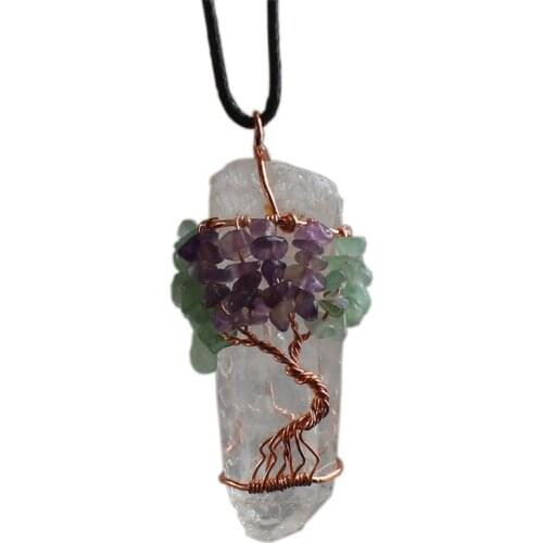 100-Unique 1 Pcs Rose Gold Color Irregular Shape Rock Crystal Wire Wraped Amethysts Pendant Green Aventurine Jewelry