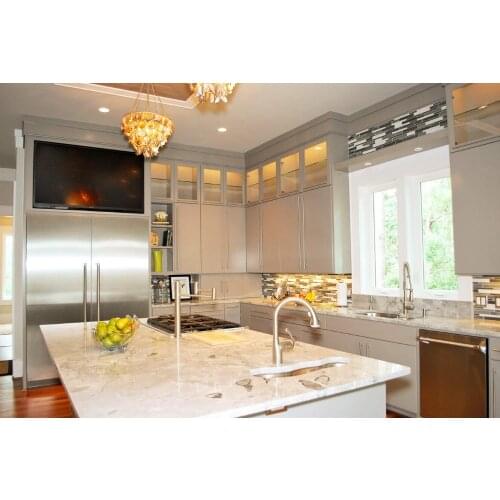 2019 traditional solid wood kitchen cabinets white color customized made wooden cabinets with island cabinets S1606182