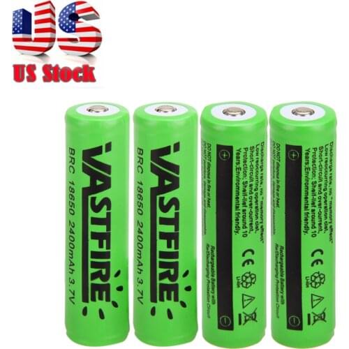 4 pic/lot VastFire Rechargeable 18650 Battery 2400mAh 3.7v For Bicycle Light Lantern battery