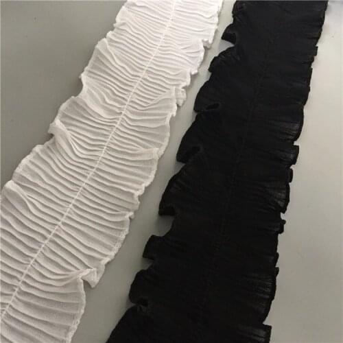 5 m / bag black and white chiffon symmetrical pleated wrinkle lace diy clothing skirt cuffs lace accessories