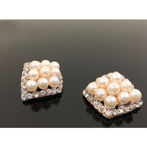50pcs Rhombus Pearl Crystal Stone strass Jewelry Rhinestone Applique Wedding Hairpin Hair Clip Decor Earring Necklace Decoration
