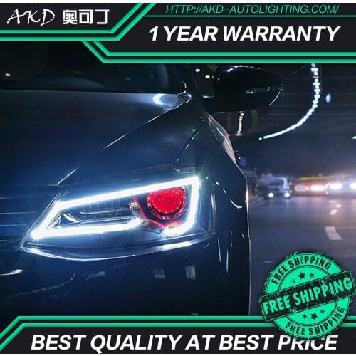 AKD tuning cars Headlight For VW Jetta Audi Type Headlights LED DRL Running lights Bi-Xenon Beam Fog lights angel eyes Auto