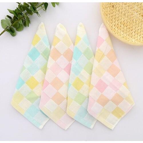 Aprince 10pcs Double-Layer Gauze Small Square Towel Nursery Child Shop Gifts All-Cotton Square Lattice Saliva Towel Gift Towel