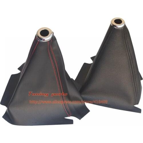 Free Shipping Red Black Stitching Gear Shift Knob Cover Collars Universal Car Gear Shift Boot