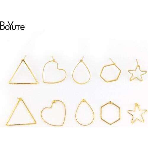 BoYuTe (25 Pairs/Lot) Classic Design Geometric Gold Plated Stud Earrings for Women