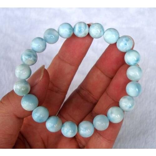 Free Shipping Natural Larimar Round 9mm Beads Bracelet Women Jewelry Accessories Weddings Parties Birthday Gift