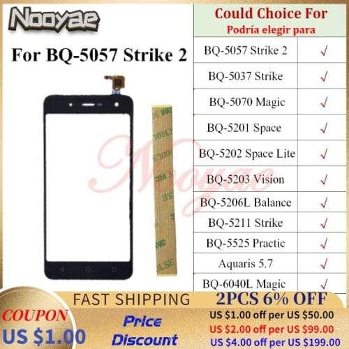 Black Glass Sensor For BQ 6040L 5525 5211 5206 5203 5202 5201 5070 5037 5057 Touch Screen Digitizer Front Outer Panel