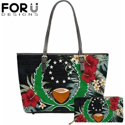 FORUDESIGNS Top Handle Bags for Women Pohnpei Hibiscus Printing Casual Women Handbags and Purse Set Travel Ladies Shoulder Bag
