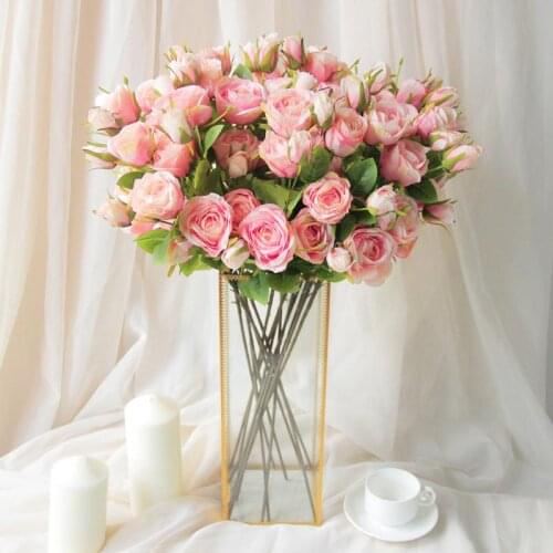 1PCS Simulation Rose Flower European 7 Head Artificial Rose Flowers Bouquet Wedding Festival Party Decor Bouquet Fake Flowers