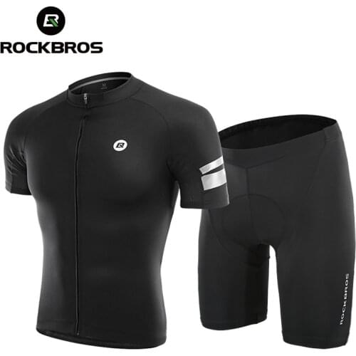 ROCKBROS Cycling Clothes Summer Cycling Jersey Set Men Women Shorts T-shirt MTB Road Bike Breathable Bicycle Equipment Black