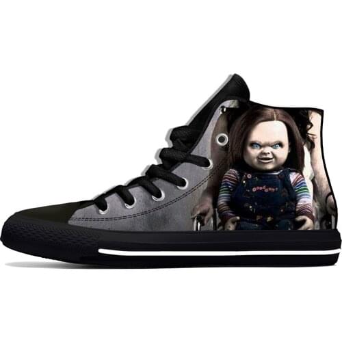 Movie Anime Cartoon Horror Childs Play Chucky Casual Cloth Shoes High Top Lightweight Breathable 3D Print Men Women Sneakers