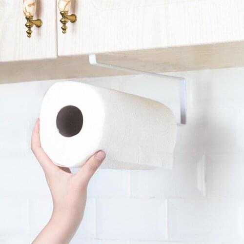 Kitchen Tissue Iron Holder Hanging Bathroom Toilet Roll Paper Shelf Towel Rack Cabinet Door Hook Holder Organizer Home Goods