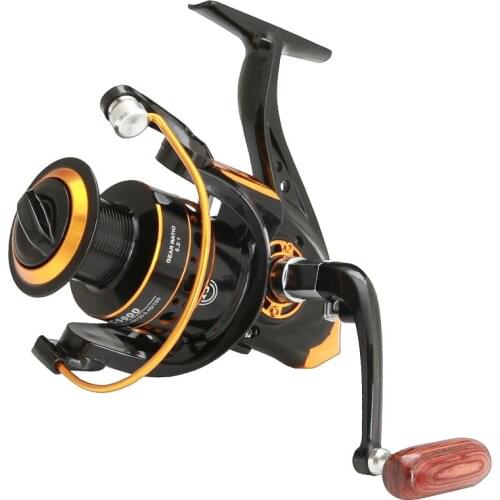 4000 Series Metal Wire Cup Spinning Fishing Reel Black gold 13BB Smooth No Gap Fishing Wheel for Rock Sea Boat Fishing Accessory