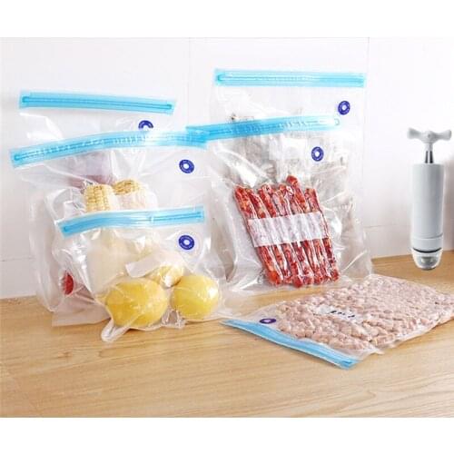 Reusable Food Vacuum Compression Bag Zip Lock Leakproof Mini Transparent Bag Shrink Plastic Storage Bags Kitchen Organizer