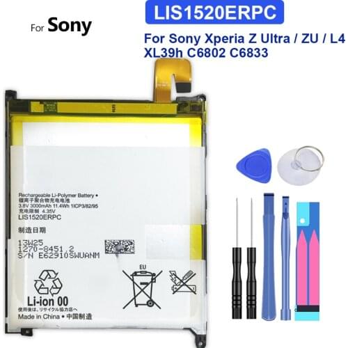 Mobile Phone Battery For Sony Xperia Z Ultra / ZU / L4 XL39h C6802 C6833 Togari Replacement Battery LIS1520ERPC 3000mAh