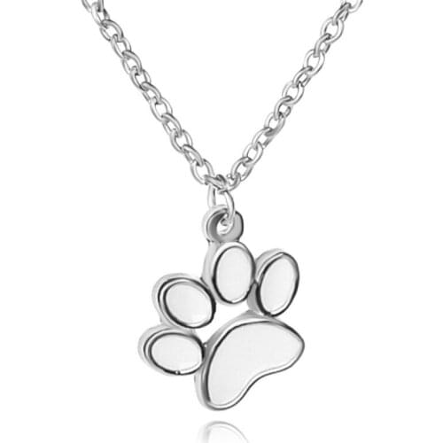 Fashion trendy cat dog paw print animal lady pendant necklace woman favorite jewelry trendy gift