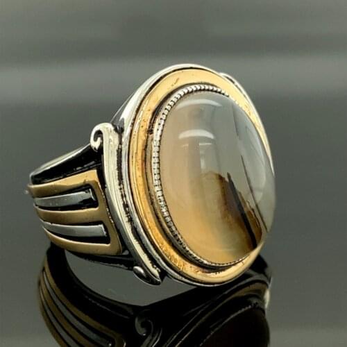 Mens Handmade Ring, Yemen Agate Ring , Turkısh Ottoman Ring , Ottoman Silver Ring , Gift for Him, 925k Sterling Silver Ring