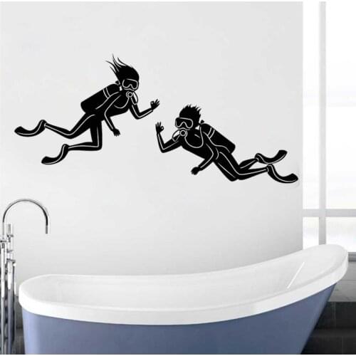 Bathroom Wall Sticker Diving Decal Kids Room Decoration Diver Boys Girls Art Mural Scuba Stickers Funny Waterproof